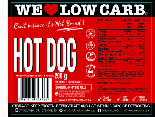 Low Carb Hot Dog Buns (4pcs) 3 Hot Dog 2025