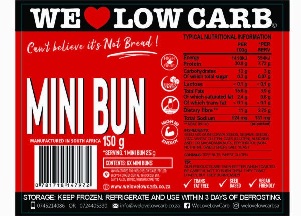 Low Carb Mini Buns (6pcs) 2 Mini Bun 2025