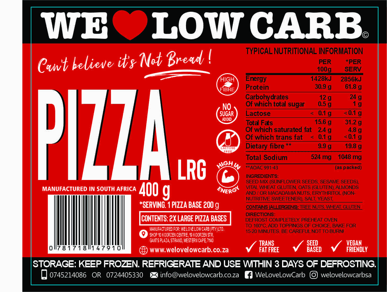 Large Low Carb Pizza Base (2pcs) 4 Large Low Carb Pizza Base (2pcs) - Image 4