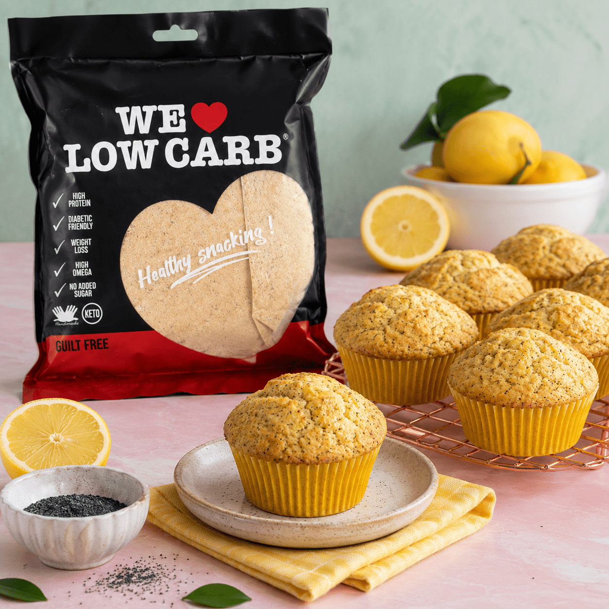 Blueberry & White Chocolate Muffin 3 lemon poppy seed muffins