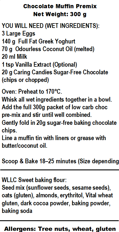 We Love Low Carb – Muffin Chocolate Premix (300g) 2 We Love Low Carb – Muffin Chocolate Premix (300g) - Image 2
